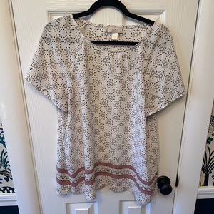 Loft Blouse With Dusty Rose Detail, Size L, Large